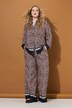 Pantalon imprimé léopard, rayures sur le bas de jambe, coupe Wide Legs