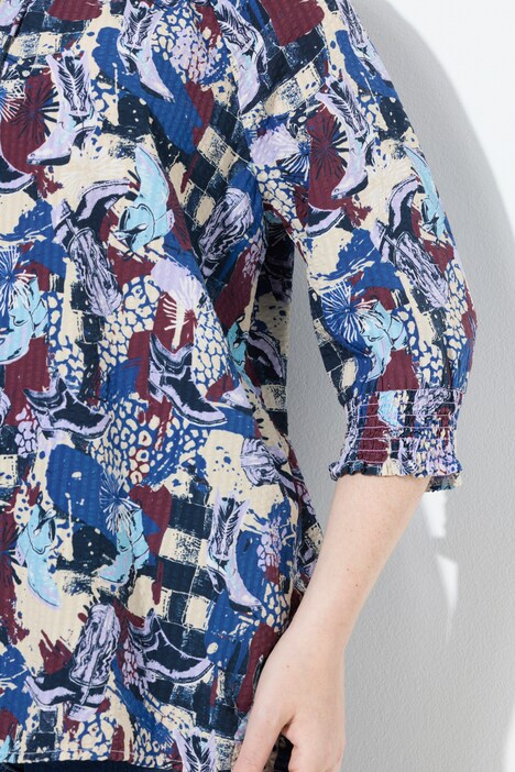 Blouse en cupro oversize, manches 3/4, décolleté rond avec laçage