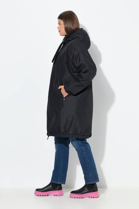 Veste technique oversize à capuche, modèle réversible, avec fermeture à glissière à double sens