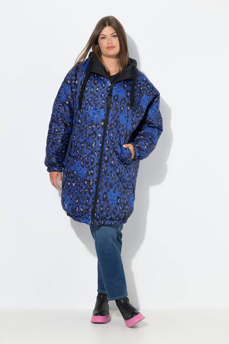 Veste technique oversize à capuche, modèle réversible, avec fermeture à glissière à double sens