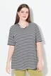 T-shirt, 2-pack, strepen/uni, V-hals, halve mouw