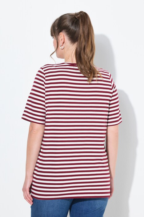 T-Shirts, 2er-Pack, Ringel/uni, V-Ausschnitt, Halbarm