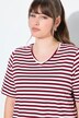 T-shirt, 2-pack, strepen/uni, V-hals, halve mouw