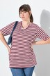 T-shirt, 2-pack, strepen/uni, V-hals, halve mouw