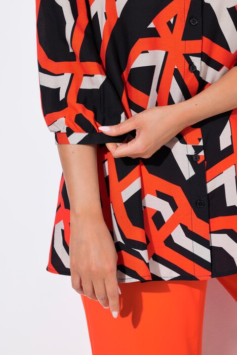 Geometric Print 3/4 Sleeve Blouse