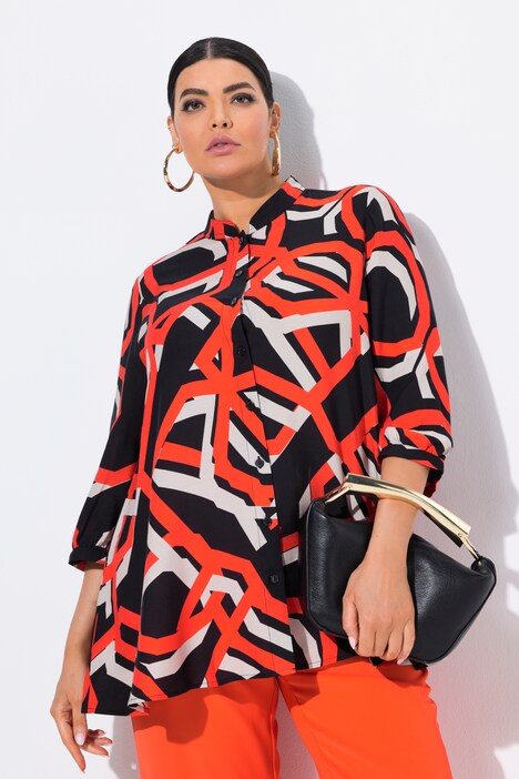 Geometric Print 3/4 Sleeve Blouse