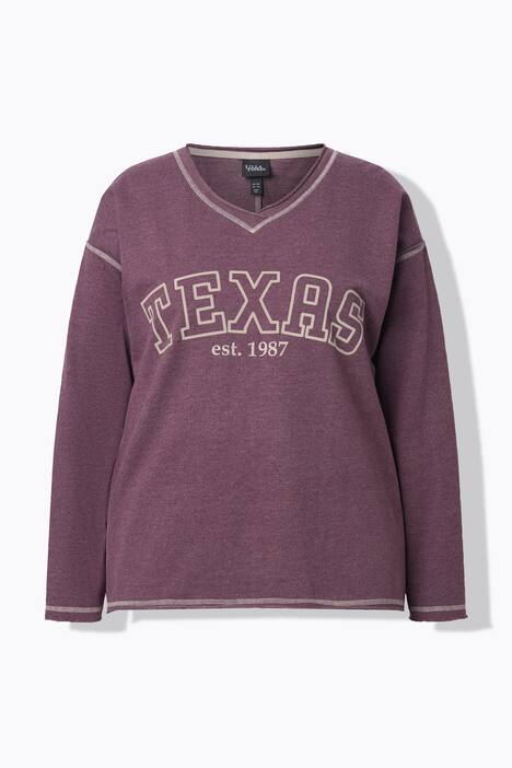 Sweatshirt, Texas, V-hals, langermet, rullede kanter