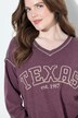 Sweat-shirt imprimé Texas, col en V et manches longues, bords roulottés