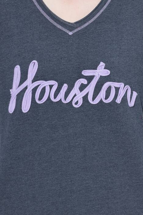 Sweat-shirt imprimé Houston, col en V et manches longues, bords roulottés