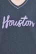 Sweat-shirt imprimé Houston, col en V et manches longues, bords roulottés