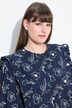 Chemisier en coton bio avec ruchés, décolleté rond et manches longues, coupe évasée