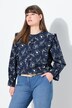 Chemisier en coton bio avec ruchés, décolleté rond et manches longues, coupe évasée