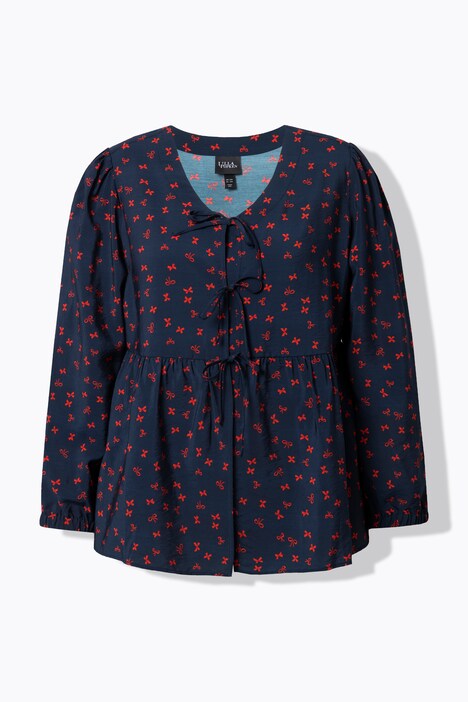 Blouse, strik, A-lijn, V-hals, lange mouwen