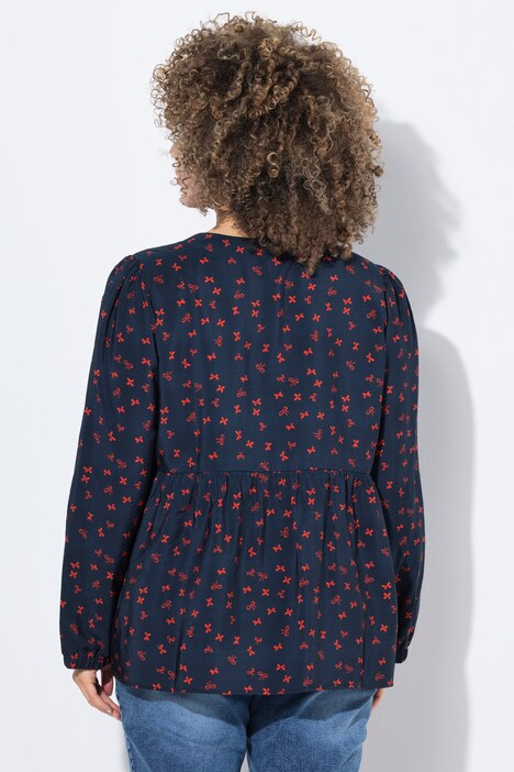 Blouse, strik, A-lijn, V-hals, lange mouwen