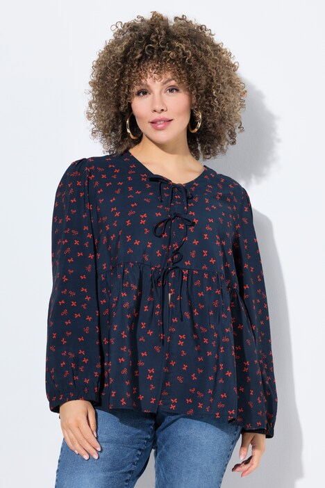 Blouse, strik, A-lijn, V-hals, lange mouwen