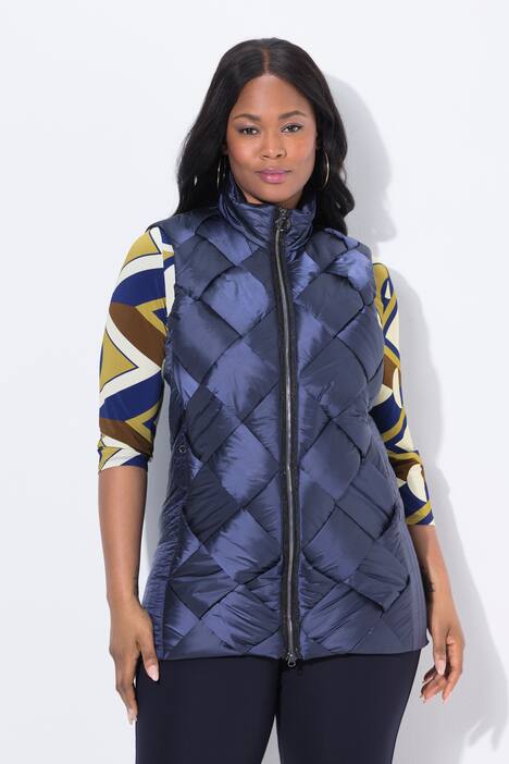 Lange doorgestikte bodywarmer, Two-Tone-stiksel, mouwloos