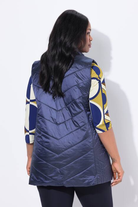 Lange doorgestikte bodywarmer, Two-Tone-stiksel, mouwloos