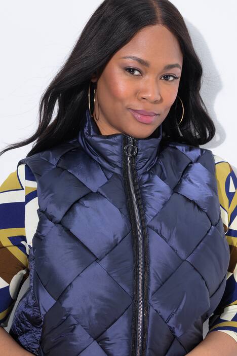 Lange doorgestikte bodywarmer, Two-Tone-stiksel, mouwloos