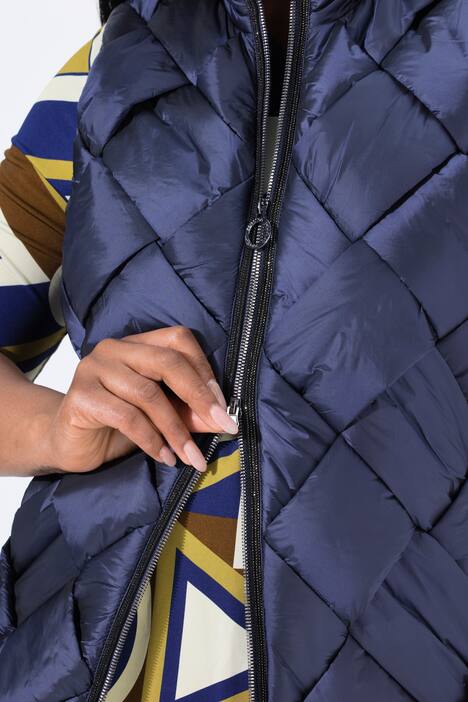 Lange doorgestikte bodywarmer, Two-Tone-stiksel, mouwloos