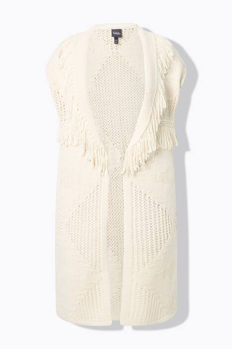 Strickweste, lang, oversized, offene Form, Rhomben