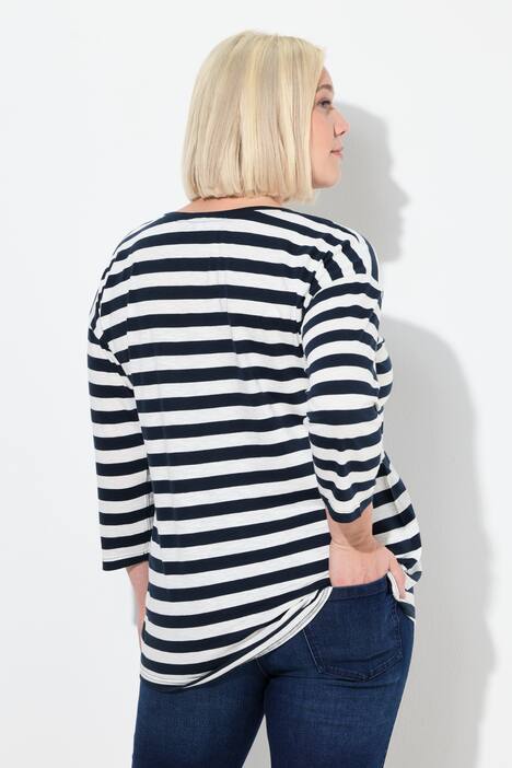 T-shirt, strepen, oversized, ronde hals, lange mouwen
