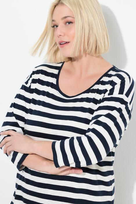 T-shirt, strepen, oversized, ronde hals, lange mouwen
