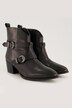 Bottines en cuir avec double boucle, semelle de propreté amovible - largeur H