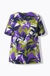 T-shirt, bladeren, A-lijn, hartvormige hals, korte mouwen