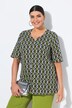 T-shirt imprimé graphique, col tunisien et manches courtes