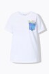 T-shirt coupe Boxy Fit, imprimé petites fleurs avec strass sur la poche poitrine