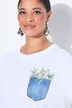 T-shirt coupe Boxy Fit, imprimé petites fleurs avec strass sur la poche poitrine