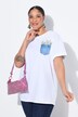 T-shirt coupe Boxy Fit, imprimé petites fleurs avec strass sur la poche poitrine