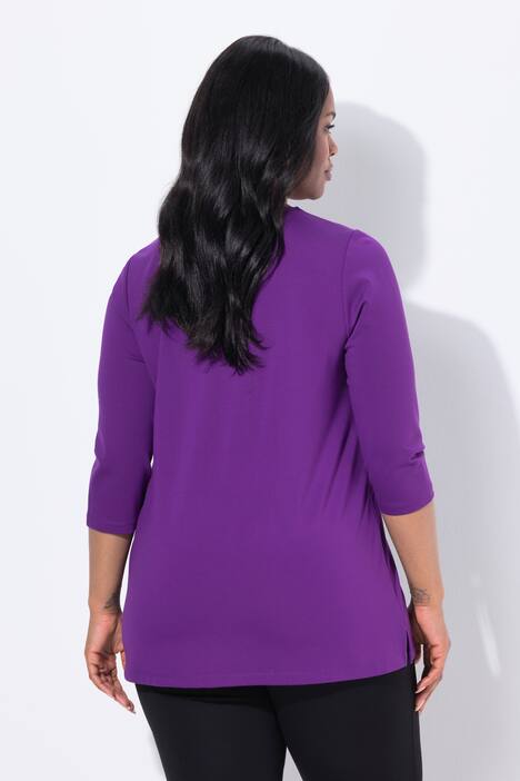 Rhinestone Zipper 3/4 Sleeve Tee