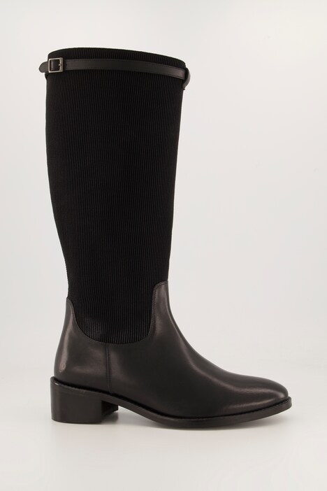 Lederstiefel, XL-Stretch-Schaft, Reißverschluss, Weite H