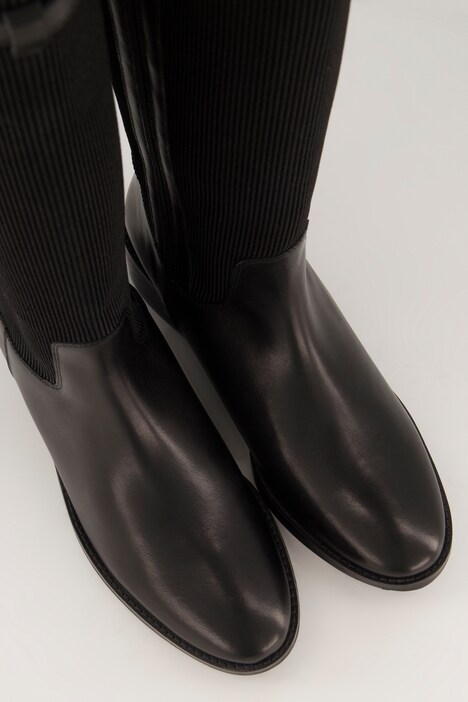 Lederstiefel, XL-Stretch-Schaft, Reißverschluss, Weite H