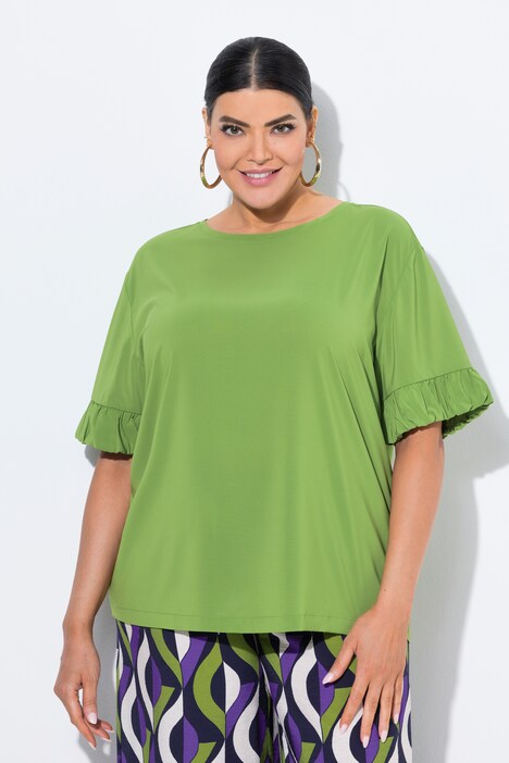 T-Shirt, Materialmix, Oversized, Rundhals, Halbarm