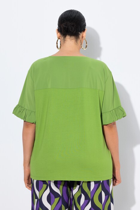 T-Shirt, Materialmix, Oversized, Rundhals, Halbarm
