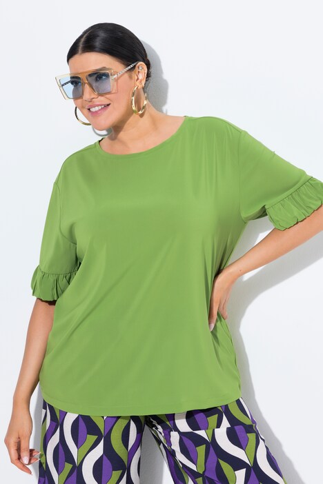 T-Shirt, Materialmix, Oversized, Rundhals, Halbarm