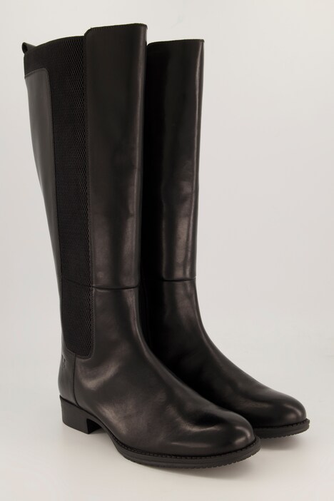 Lederstiefel, XL-Schaft, Stretcheinsatz, Weite H