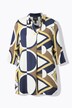 Tunique en satin, imprimé graphique, manches 3/4 et col chemise