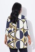 Tunique en satin, imprimé graphique, manches 3/4 et col chemise