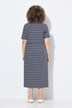 Robe midi à rayures, décolleté en V et manches courtes, coupe évasée