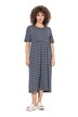 Midi šaty, pruhy, A střih, kulatý výstřih, krátké rukávy