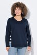 Sweatshirt, Streifen, A-Linie, V-Ausschnitt, Langarm