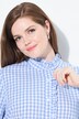 Skjortebluse med tern, flæser, ståkrave, lange ærmer