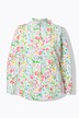Blouse, bloemen, gobletkraag, V-hals, lange mouw