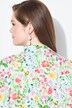 Blouse, bloemen, gobletkraag, V-hals, lange mouw