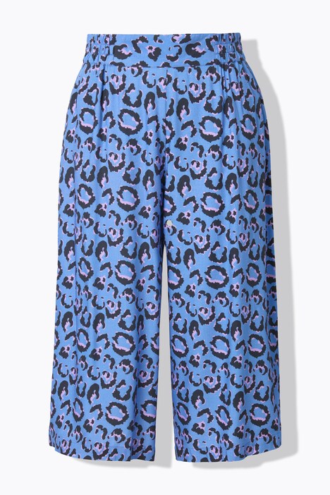 Jupe-culotte jambe large et taille élastique, imprimé léopard