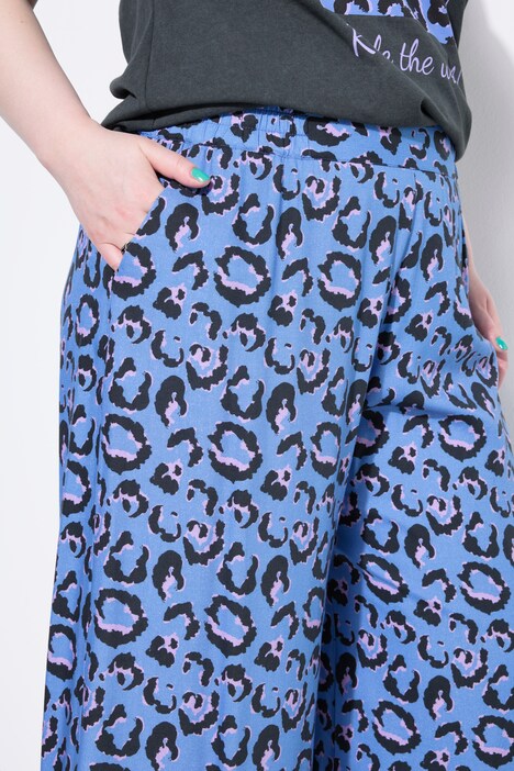Jupe-culotte jambe large et taille élastique, imprimé léopard