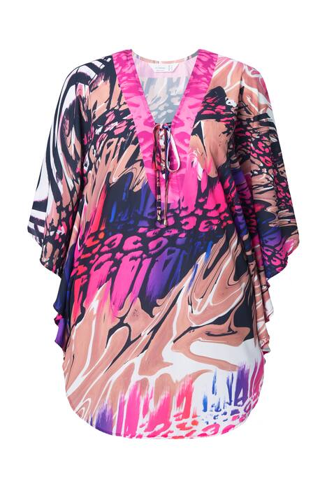 Halenkový kaftan, volný střih, plošný vzor